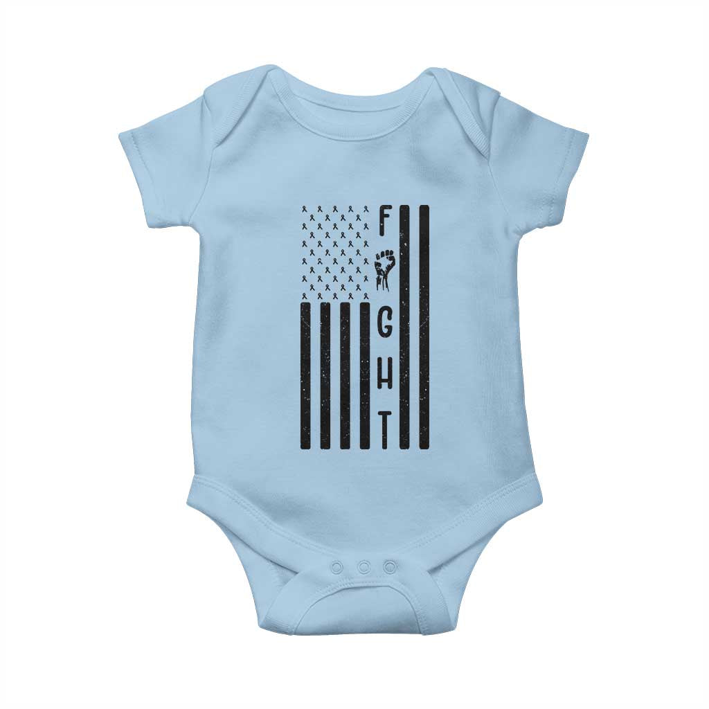 Fight Skin Cancer Melanoma Fighter USA Flag Baby Onesie