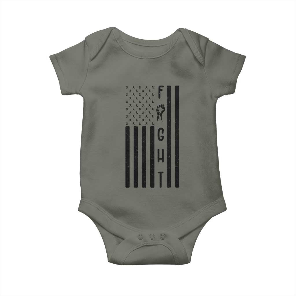 Fight Skin Cancer Melanoma Fighter USA Flag Baby Onesie