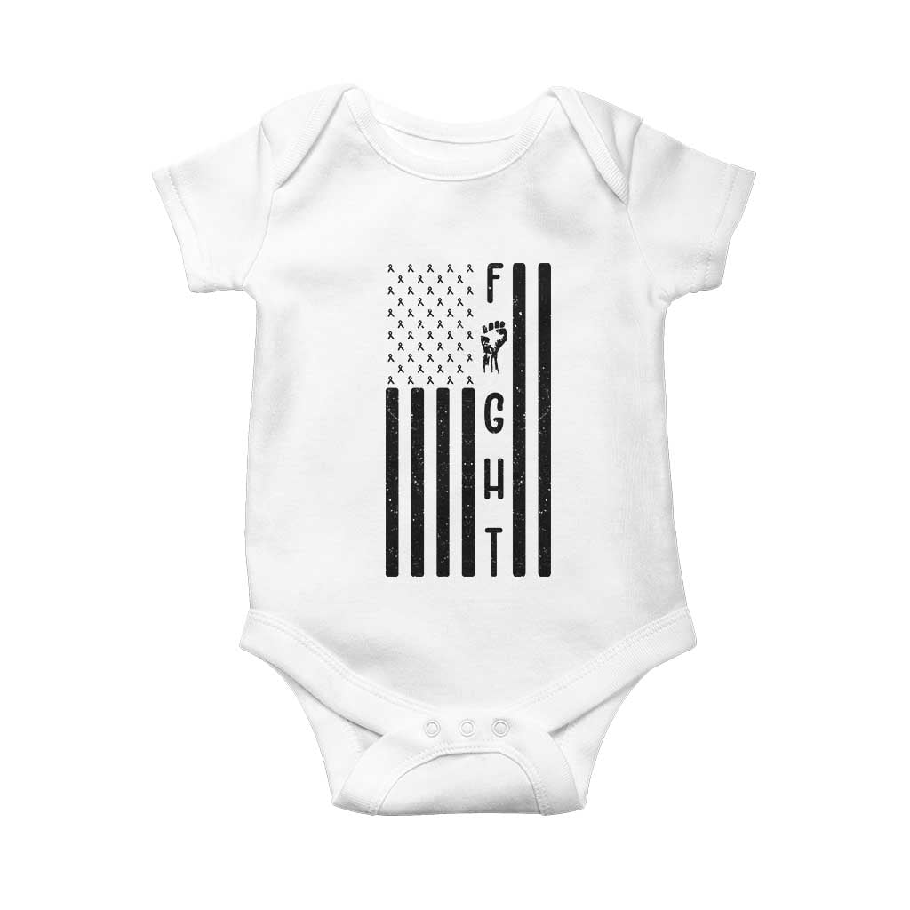Fight Skin Cancer Melanoma Fighter USA Flag Baby Onesie