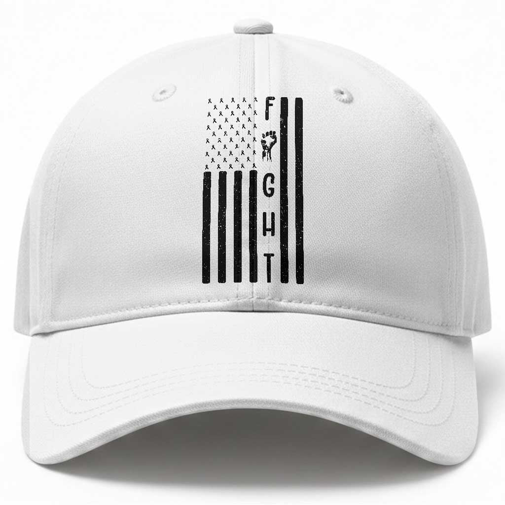 Fight Skin Cancer Melanoma Fighter USA Flag Baseball Cap