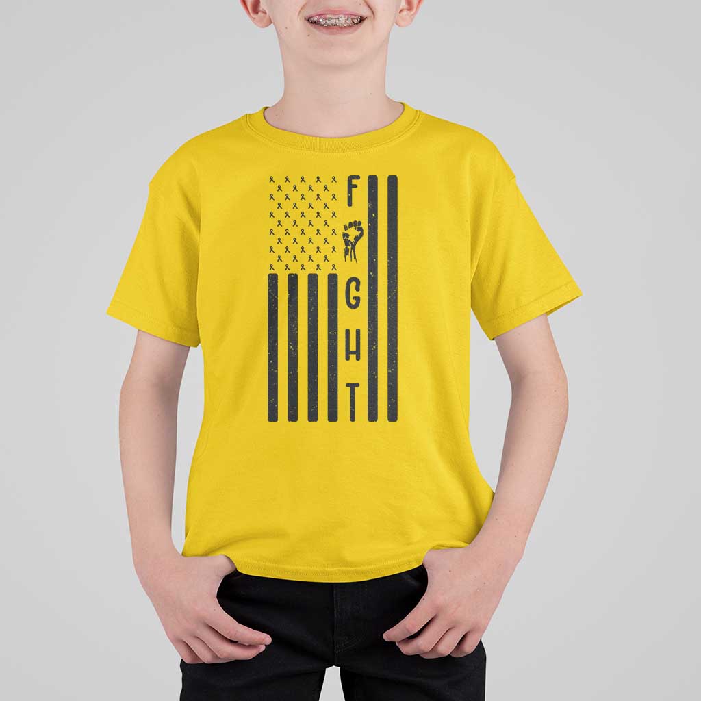 Fight Skin Cancer Melanoma Fighter USA Flag T Shirt For Kid