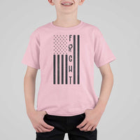 Fight Skin Cancer Melanoma Fighter USA Flag T Shirt For Kid