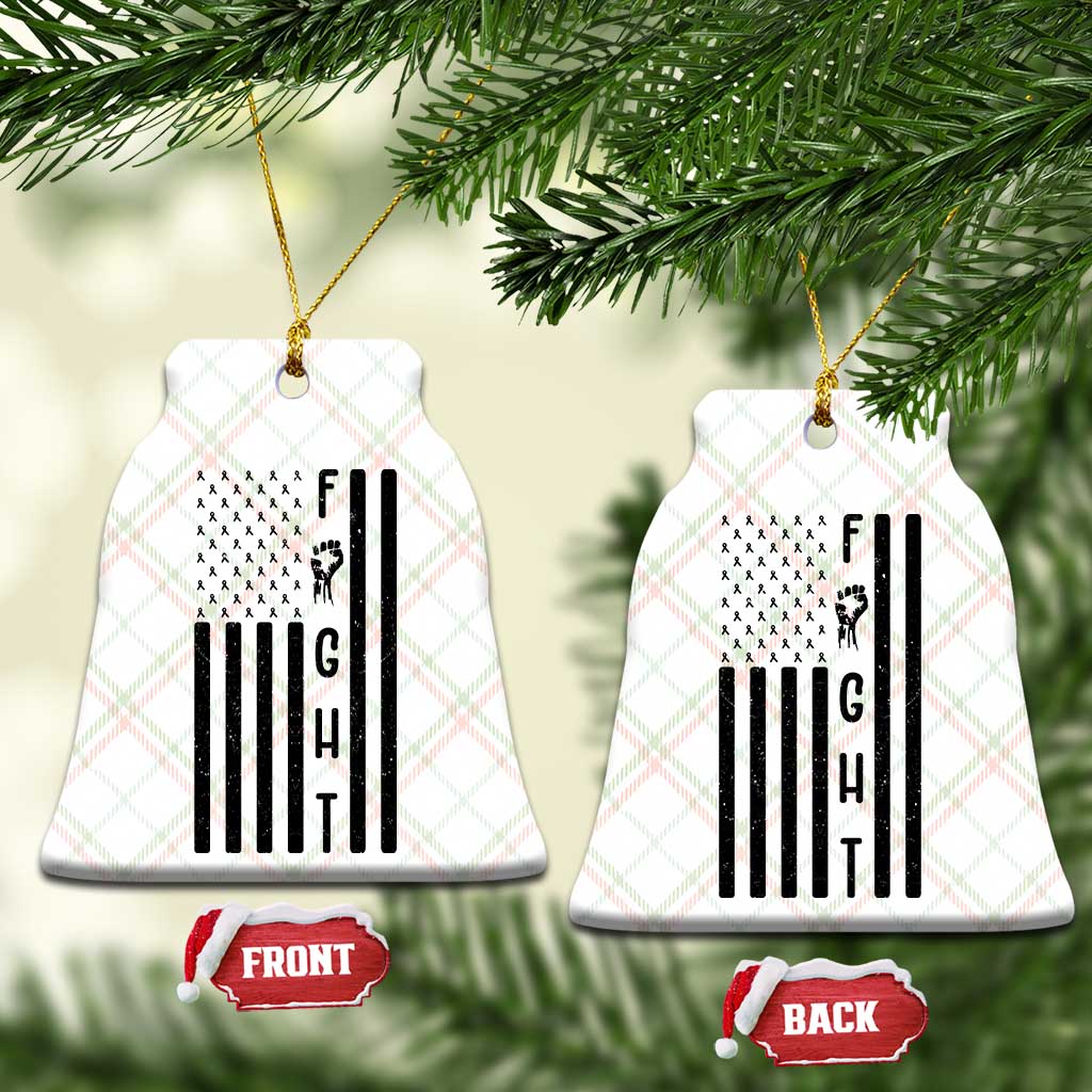 Fight Skin Cancer Melanoma Fighter USA Flag Ceramic Ornament