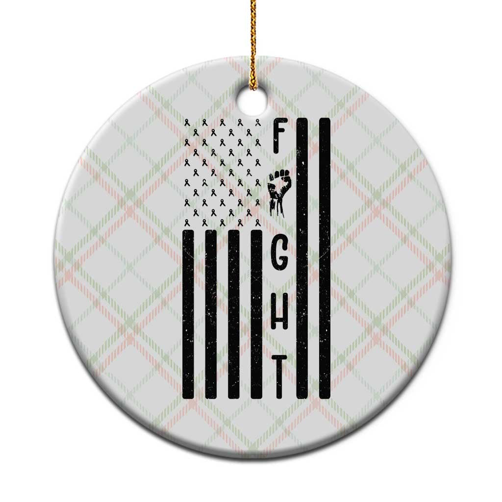 Fight Skin Cancer Melanoma Fighter USA Flag Ceramic Ornament