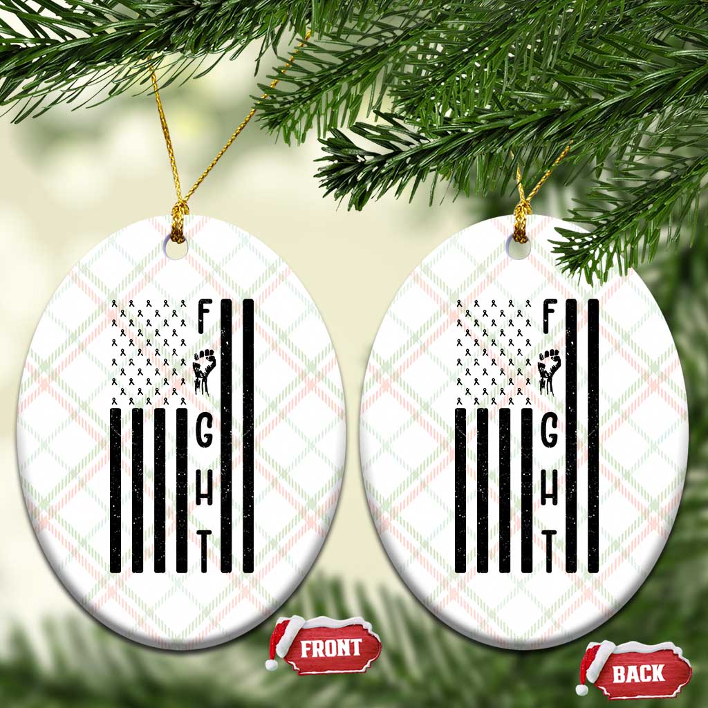 Fight Skin Cancer Melanoma Fighter USA Flag Ceramic Ornament