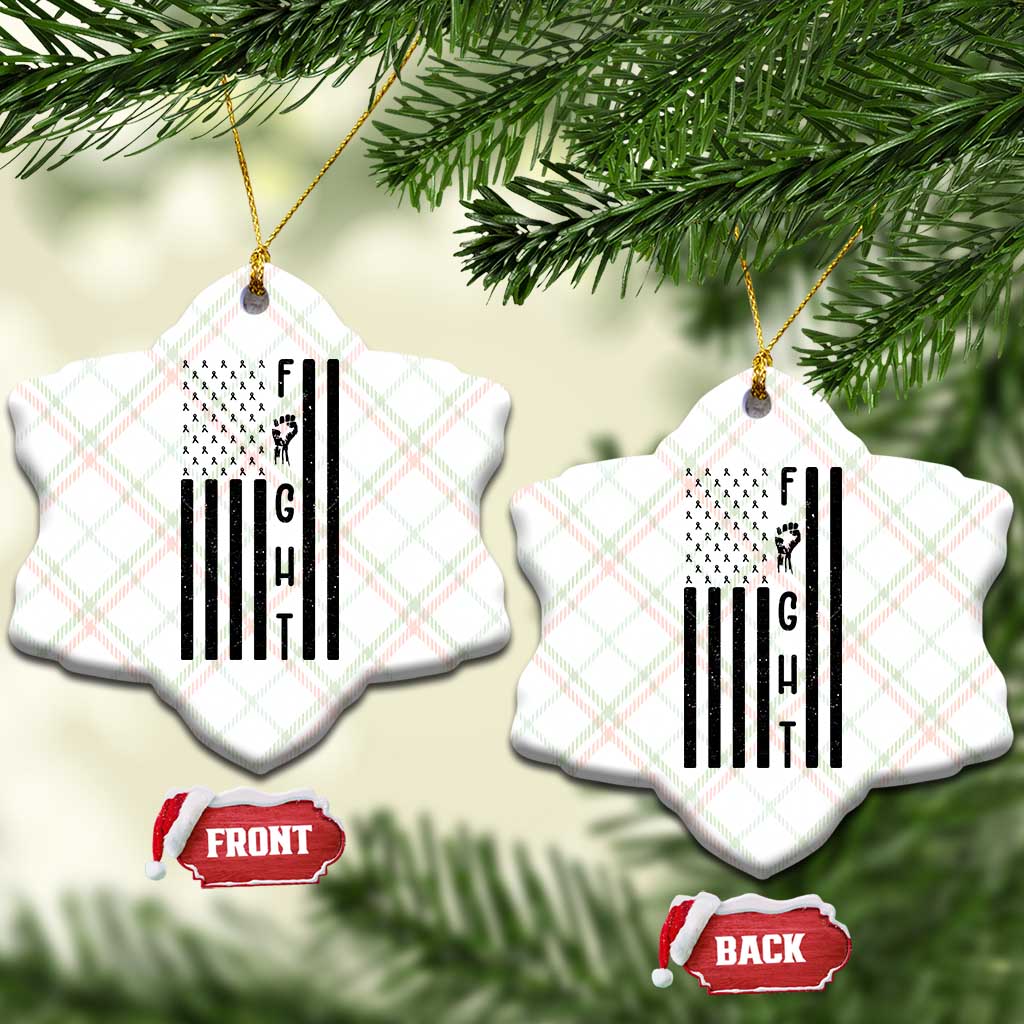 Fight Skin Cancer Melanoma Fighter USA Flag Ceramic Ornament