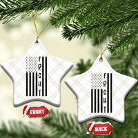 Fight Skin Cancer Melanoma Fighter USA Flag Ceramic Ornament