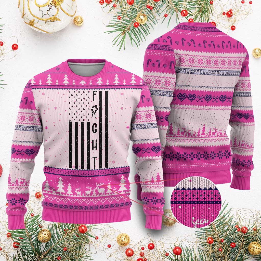 Fight Skin Cancer Melanoma Fighter USA Flag Ugly Christmas Sweater