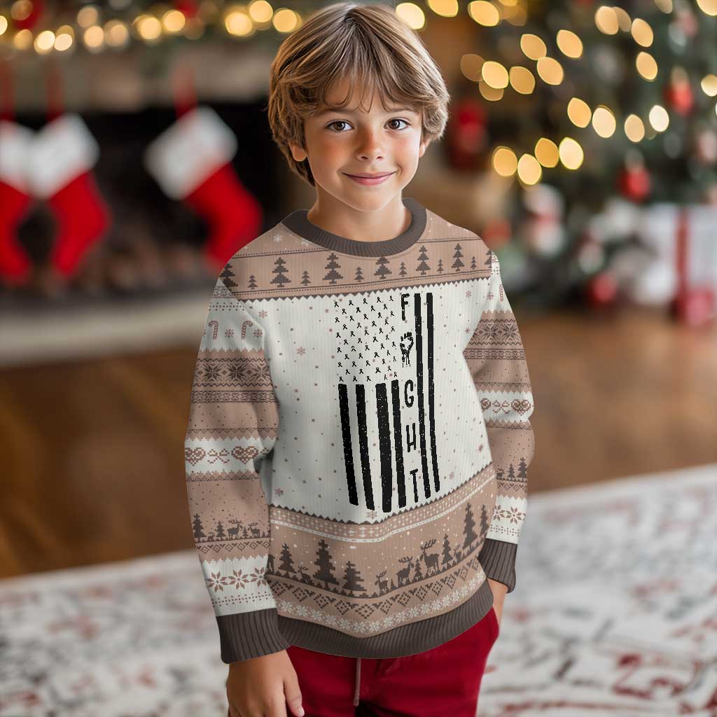 Fight Skin Cancer Melanoma Fighter USA Flag Ugly Christmas Sweater