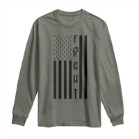Fight Skin Cancer Melanoma Fighter USA Flag Long Sleeve Shirt
