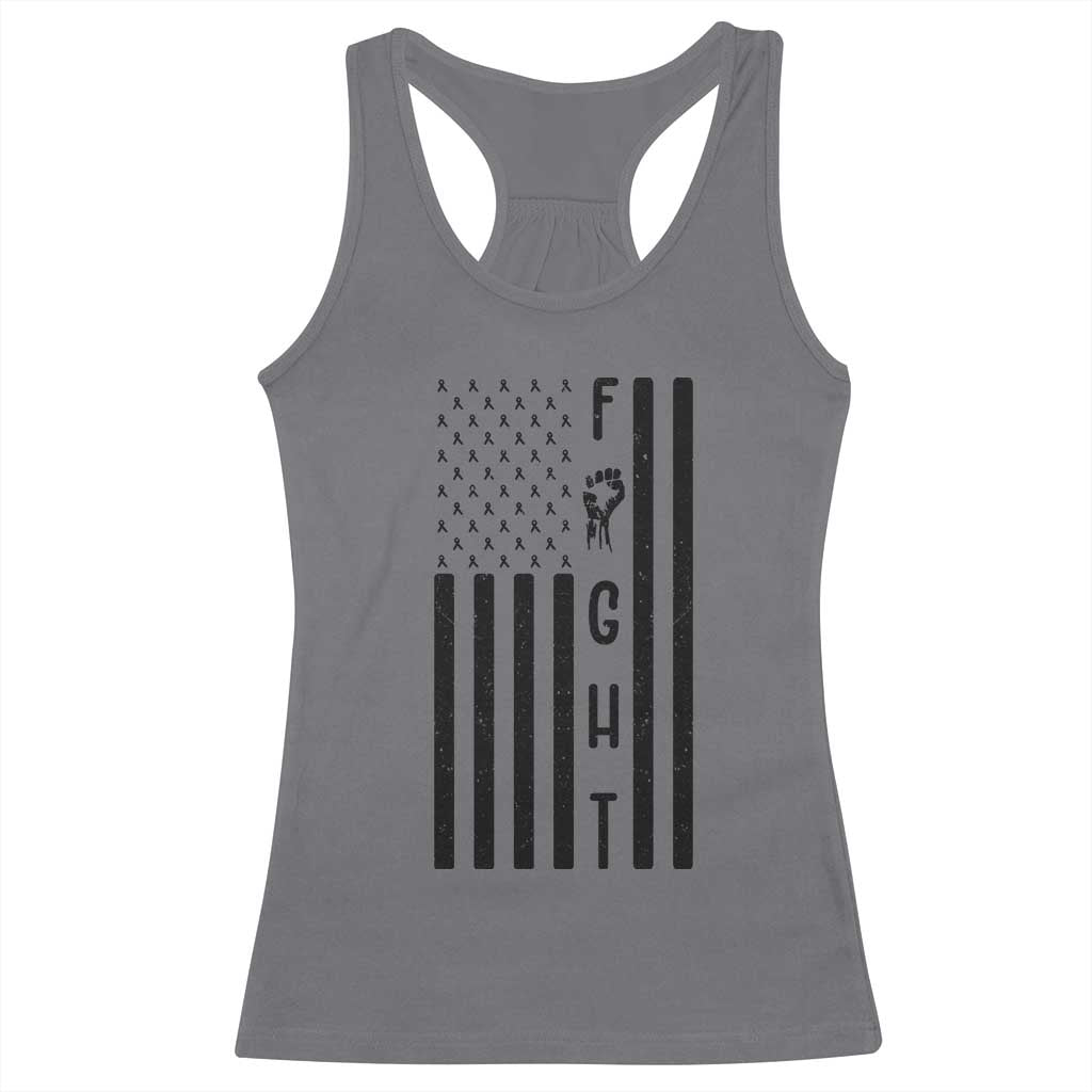 Fight Skin Cancer Melanoma Fighter USA Flag Racerback Tank Top