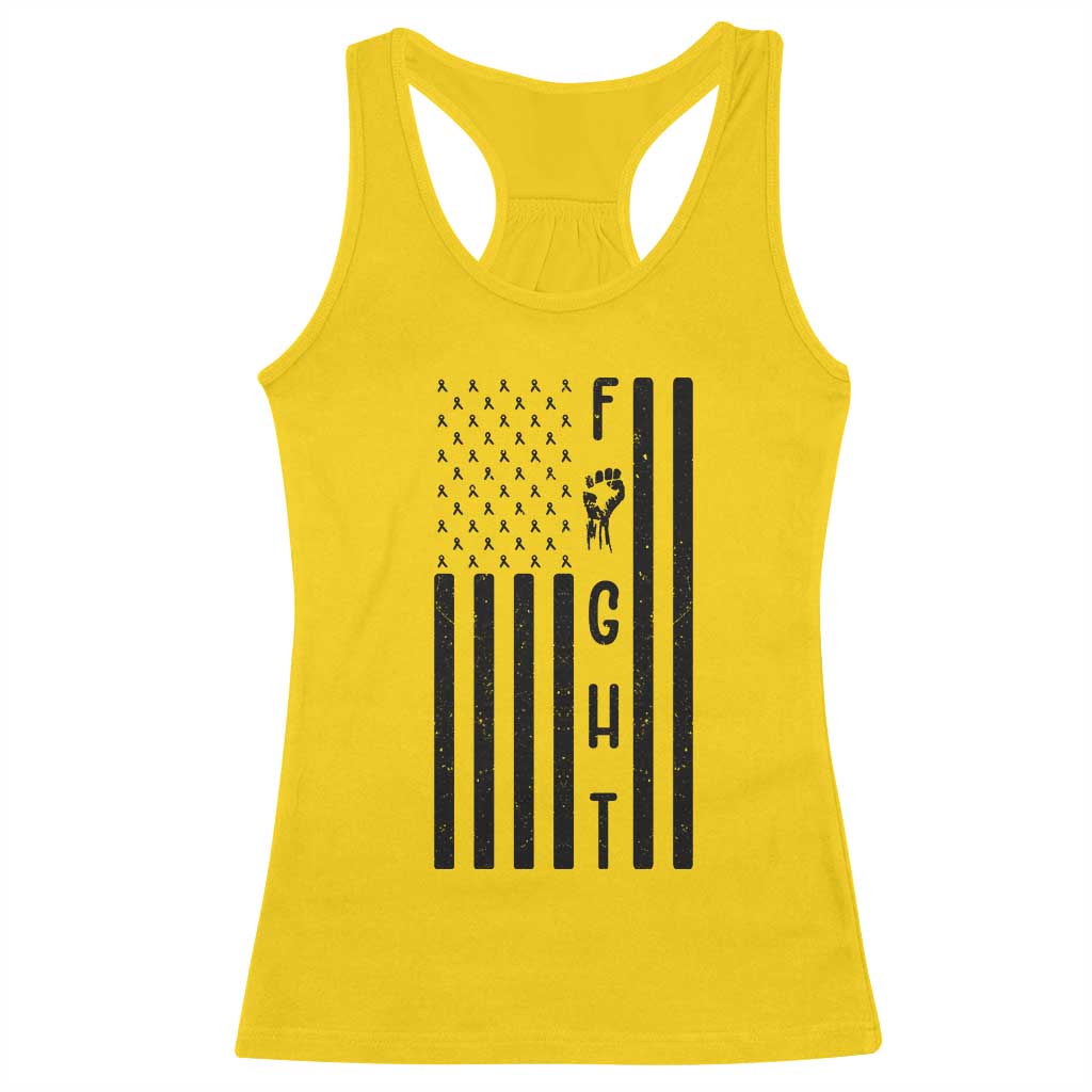Fight Skin Cancer Melanoma Fighter USA Flag Racerback Tank Top