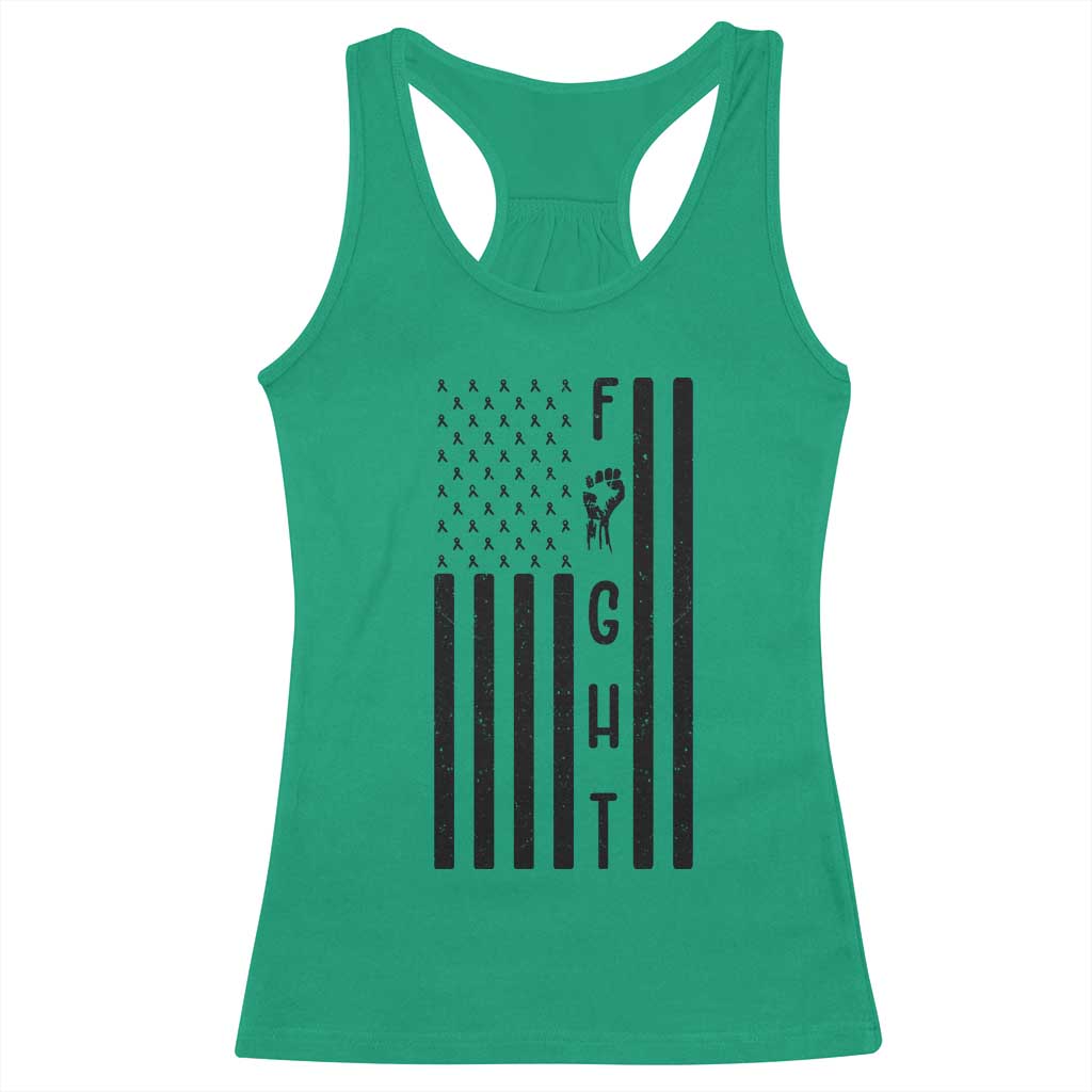 Fight Skin Cancer Melanoma Fighter USA Flag Racerback Tank Top