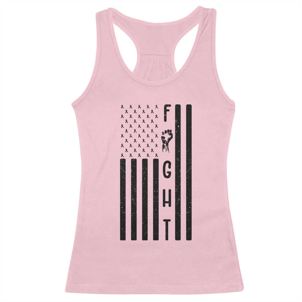Fight Skin Cancer Melanoma Fighter USA Flag Racerback Tank Top