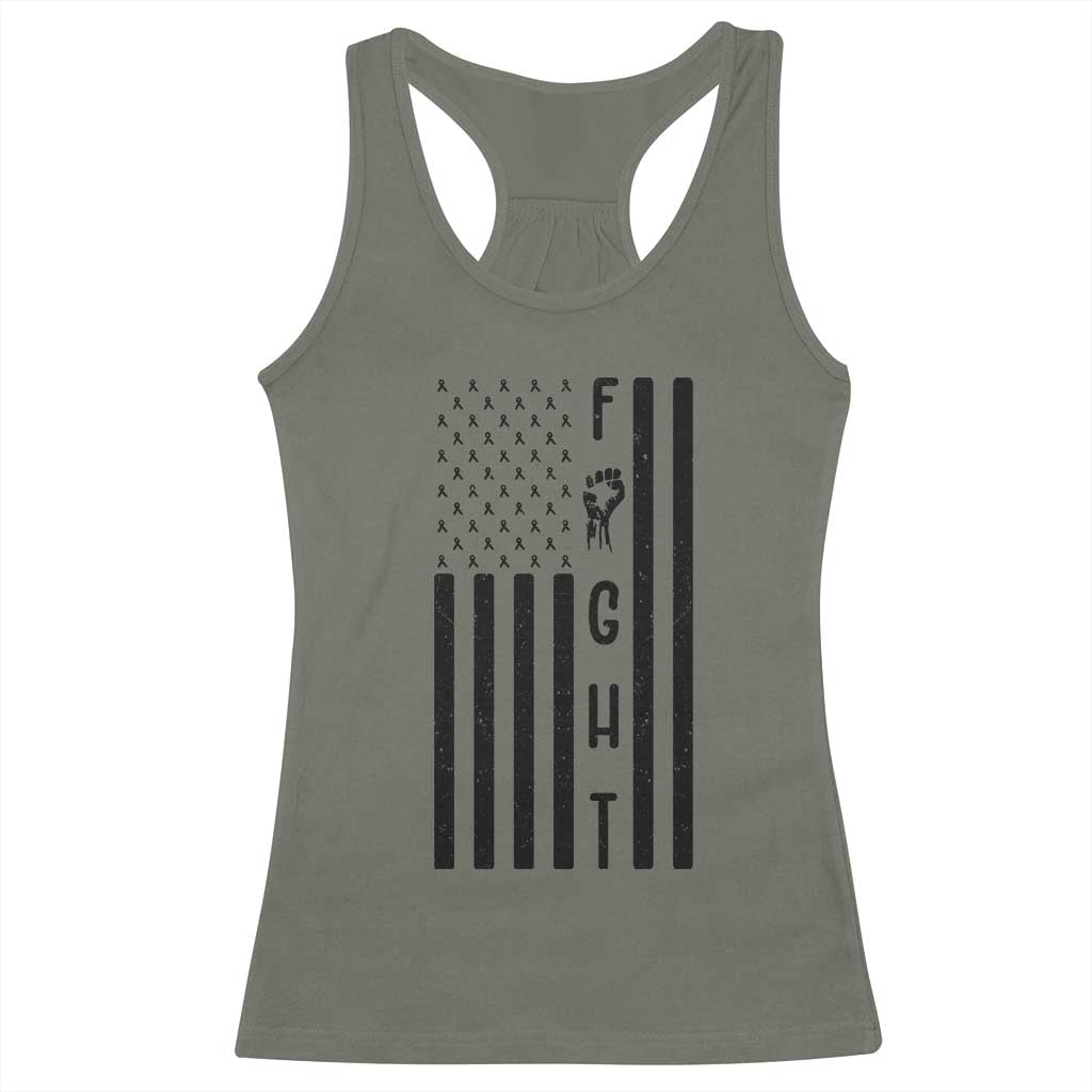 Fight Skin Cancer Melanoma Fighter USA Flag Racerback Tank Top