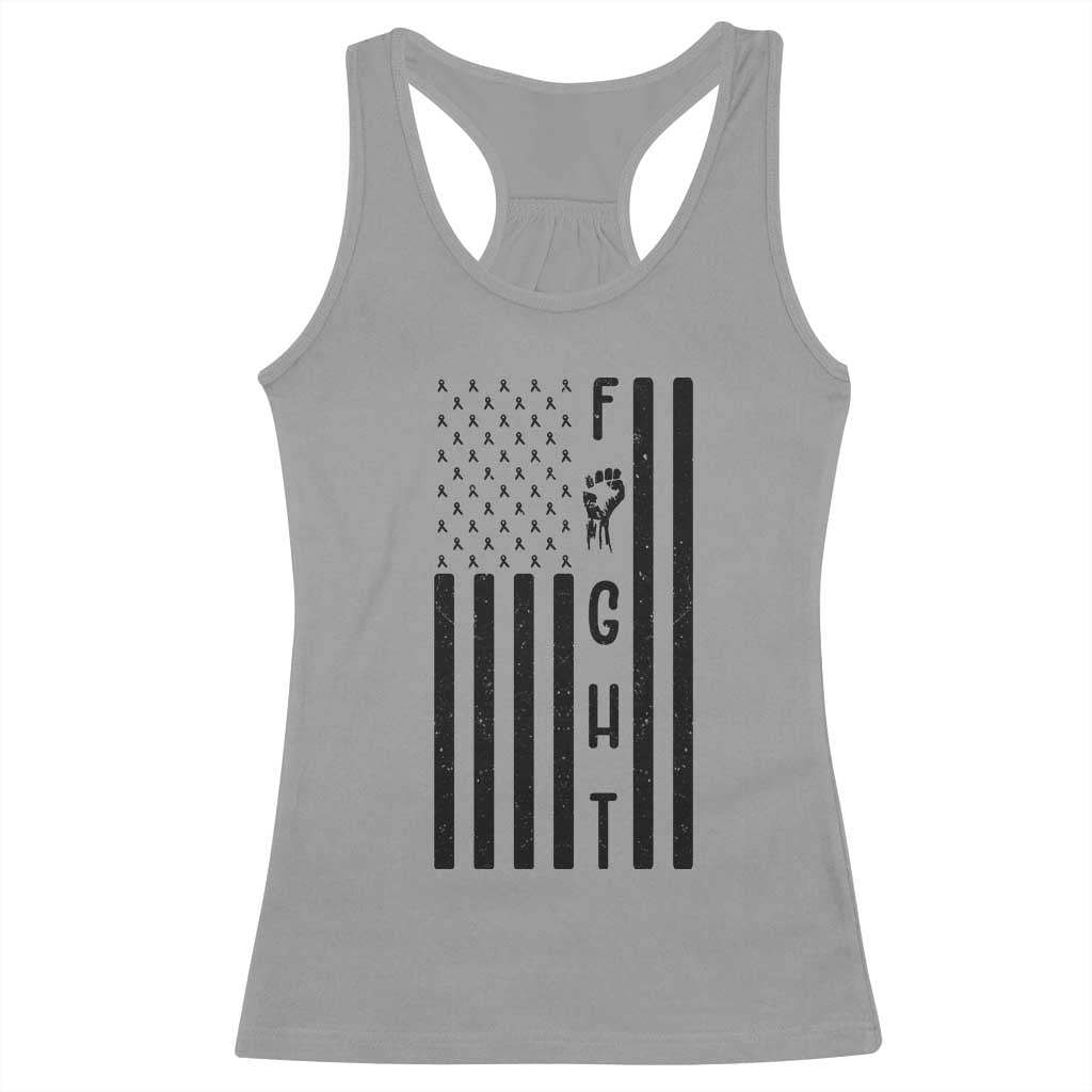 Fight Skin Cancer Melanoma Fighter USA Flag Racerback Tank Top