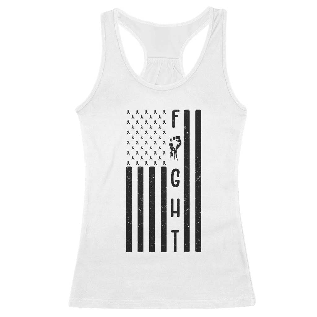 Fight Skin Cancer Melanoma Fighter USA Flag Racerback Tank Top