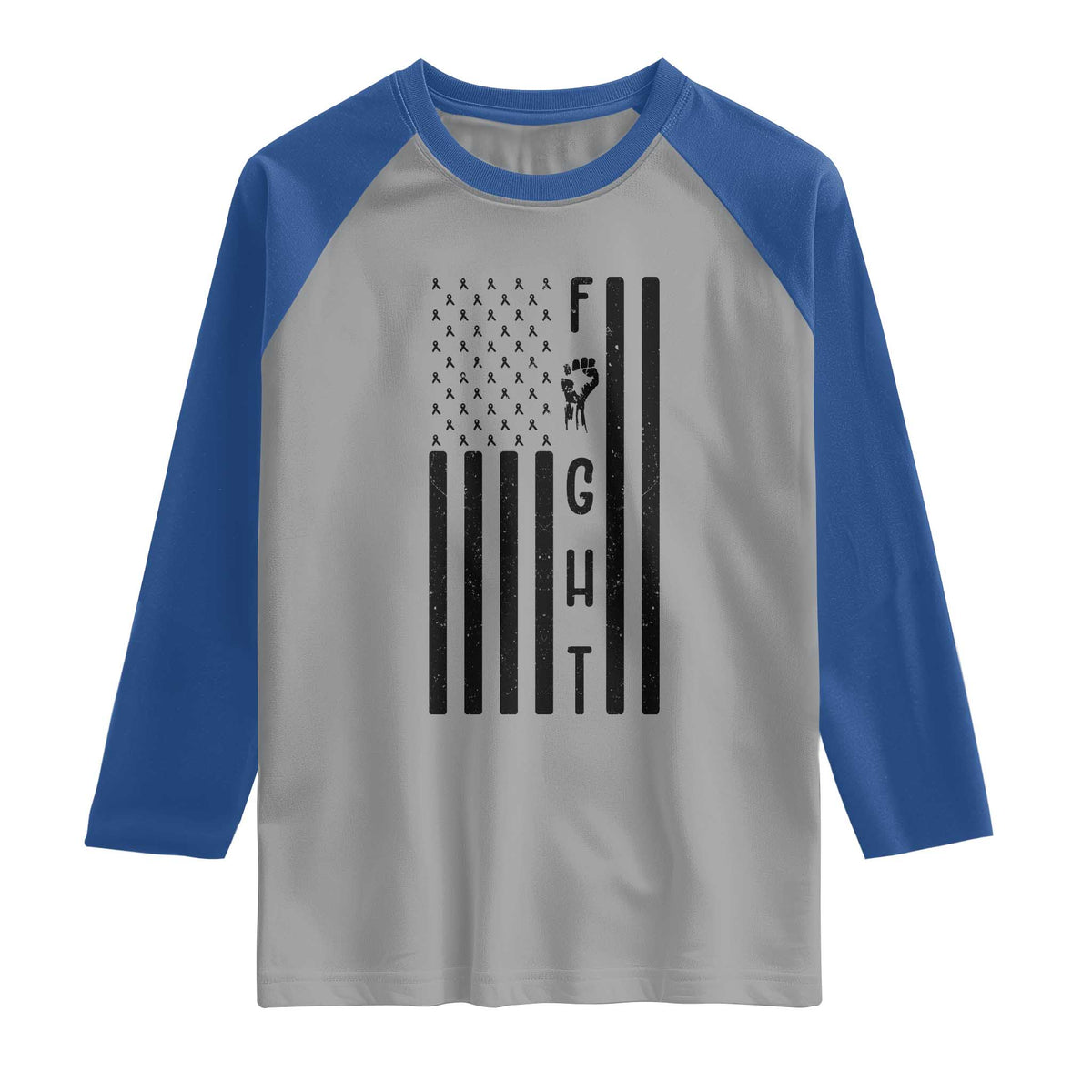 Fight Skin Cancer Melanoma Fighter USA Flag Raglan Shirt