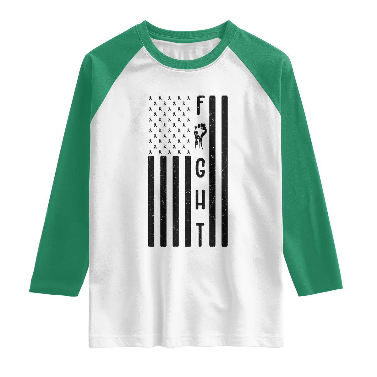 Fight Skin Cancer Melanoma Fighter USA Flag Raglan Shirt