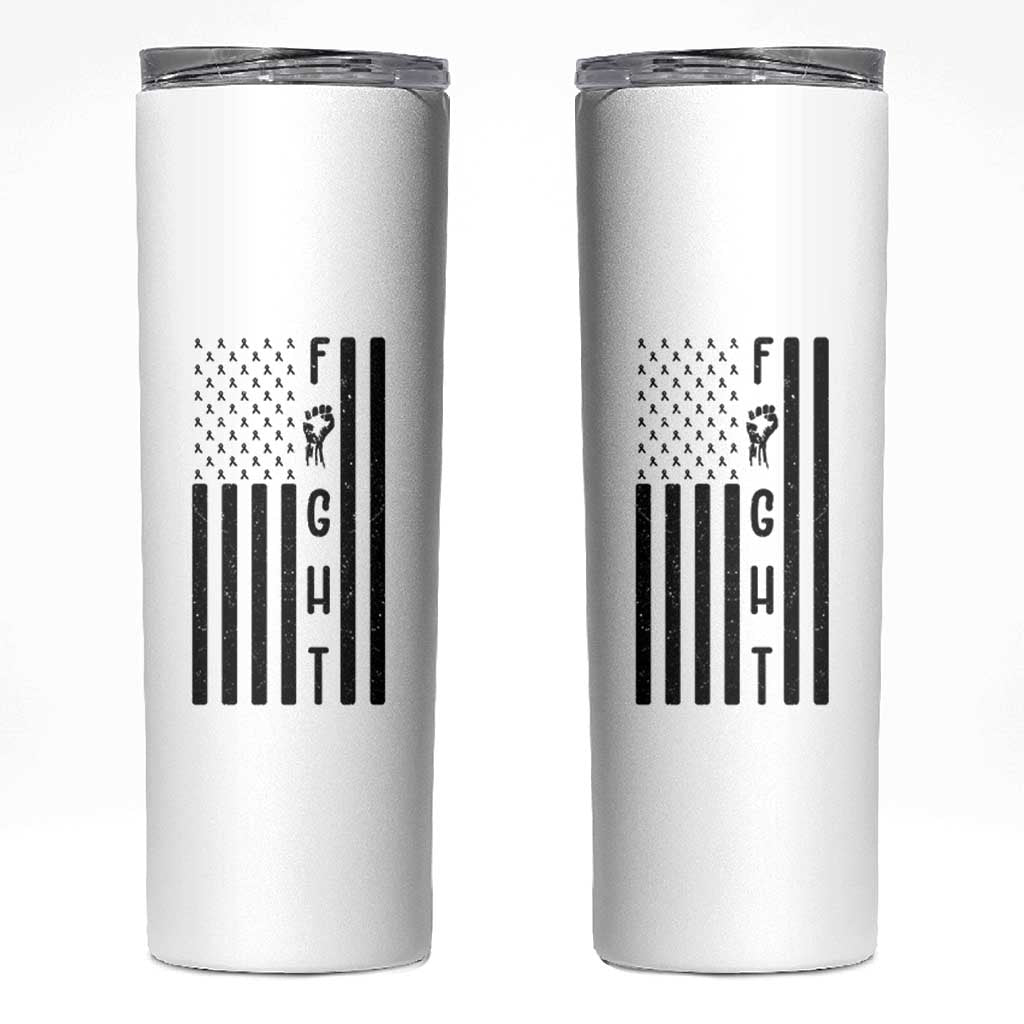 Fight Skin Cancer Melanoma Fighter USA Flag Skinny Tumbler