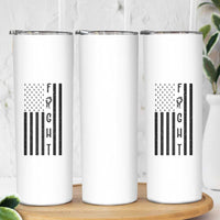 Fight Skin Cancer Melanoma Fighter USA Flag Skinny Tumbler