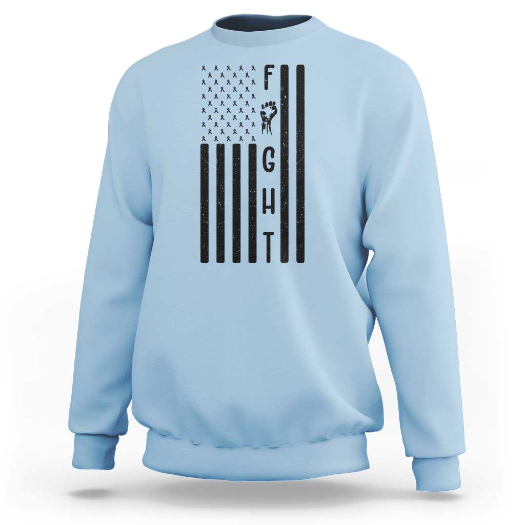 Fight Skin Cancer Melanoma Fighter USA Flag Sweatshirt