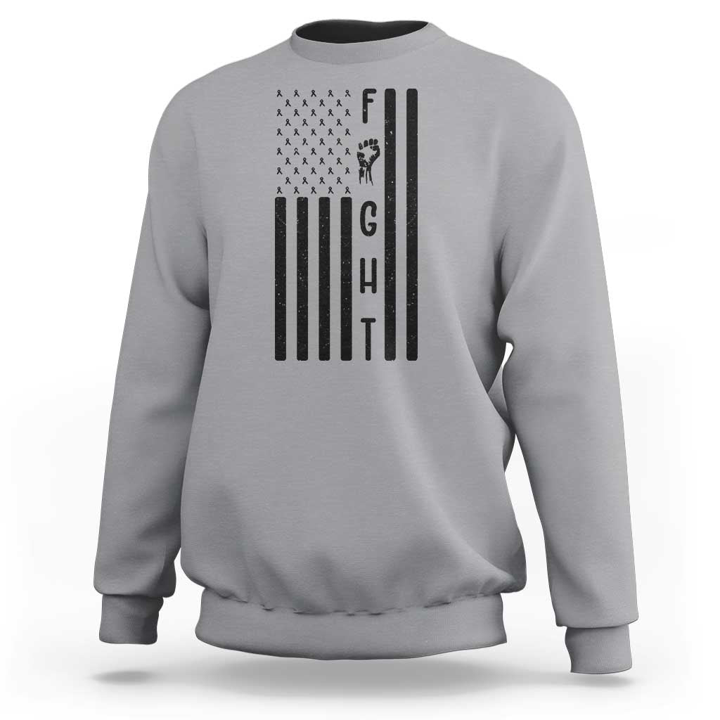 Fight Skin Cancer Melanoma Fighter USA Flag Sweatshirt
