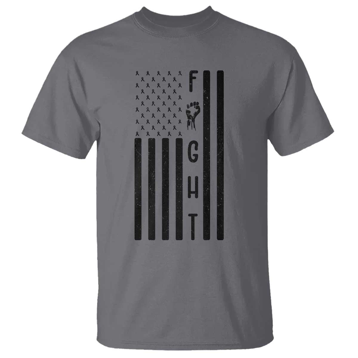 Fight Skin Cancer Melanoma Fighter USA Flag T Shirt