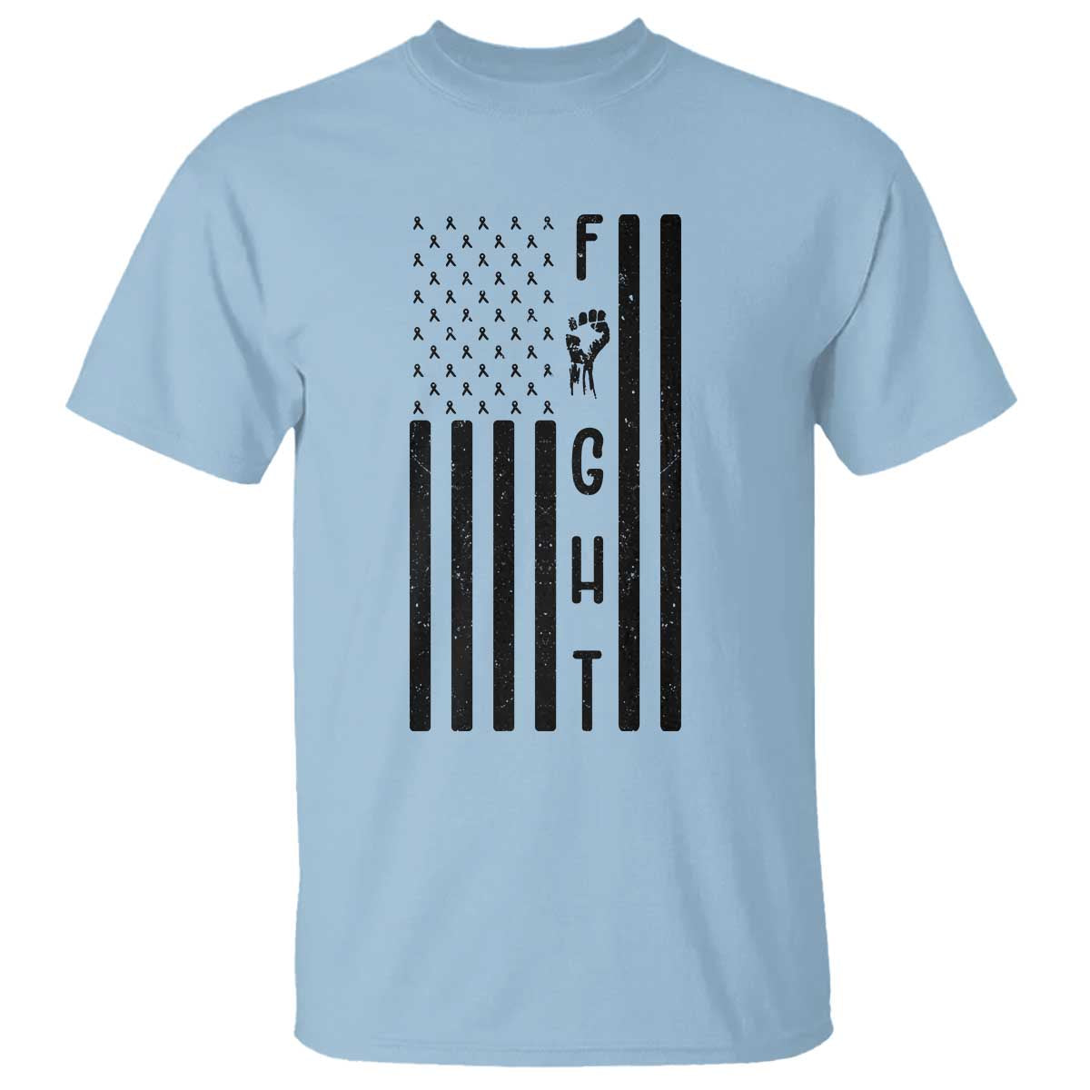 Fight Skin Cancer Melanoma Fighter USA Flag T Shirt