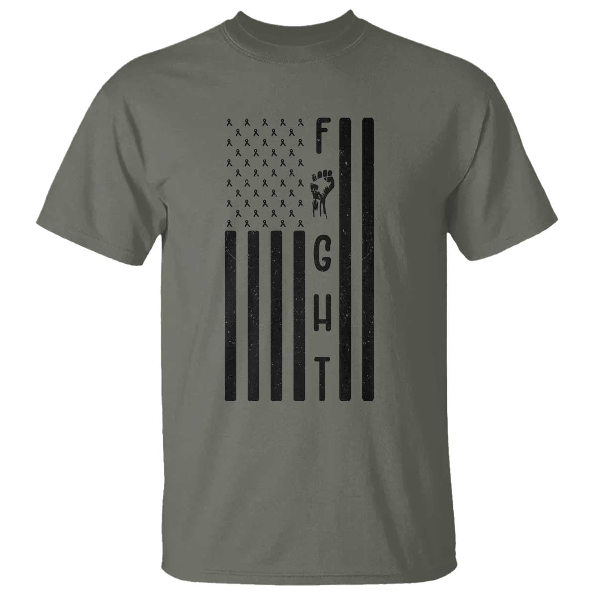Fight Skin Cancer Melanoma Fighter USA Flag T Shirt