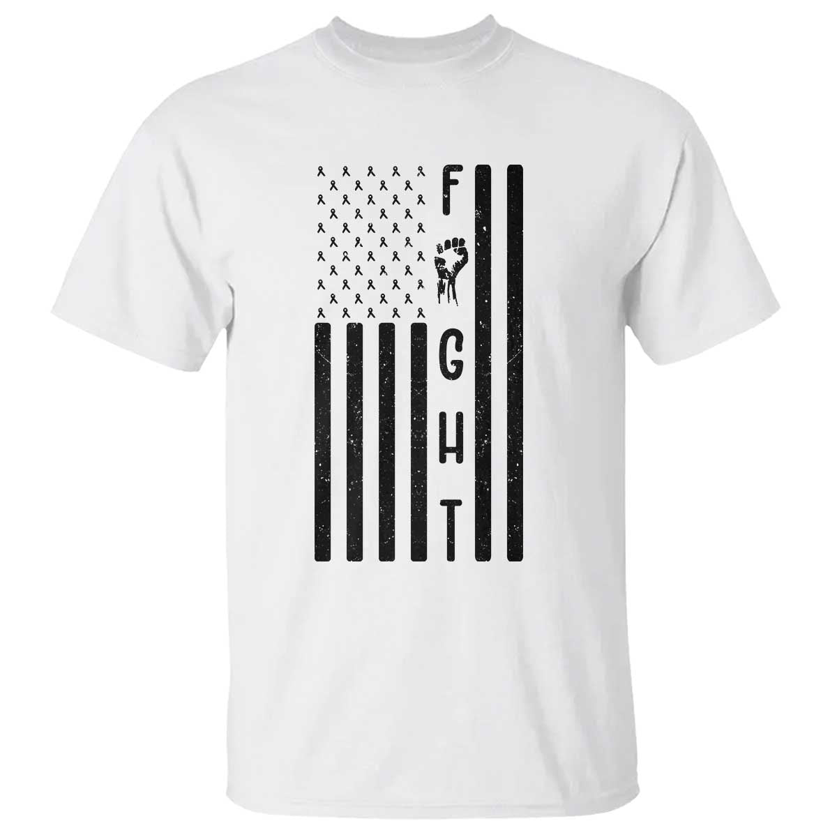 Fight Skin Cancer Melanoma Fighter USA Flag T Shirt