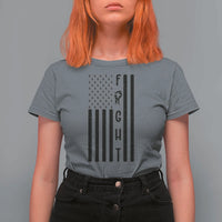 Fight Skin Cancer Melanoma Fighter USA Flag T Shirt For Women