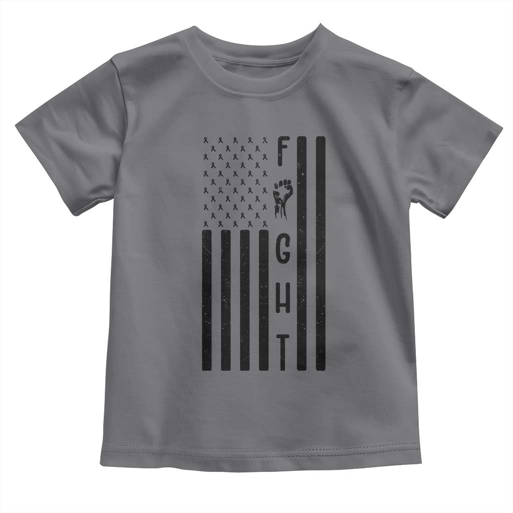Fight Skin Cancer Melanoma Fighter USA Flag Toddler T Shirt