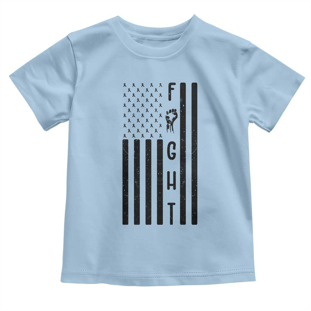 Fight Skin Cancer Melanoma Fighter USA Flag Toddler T Shirt