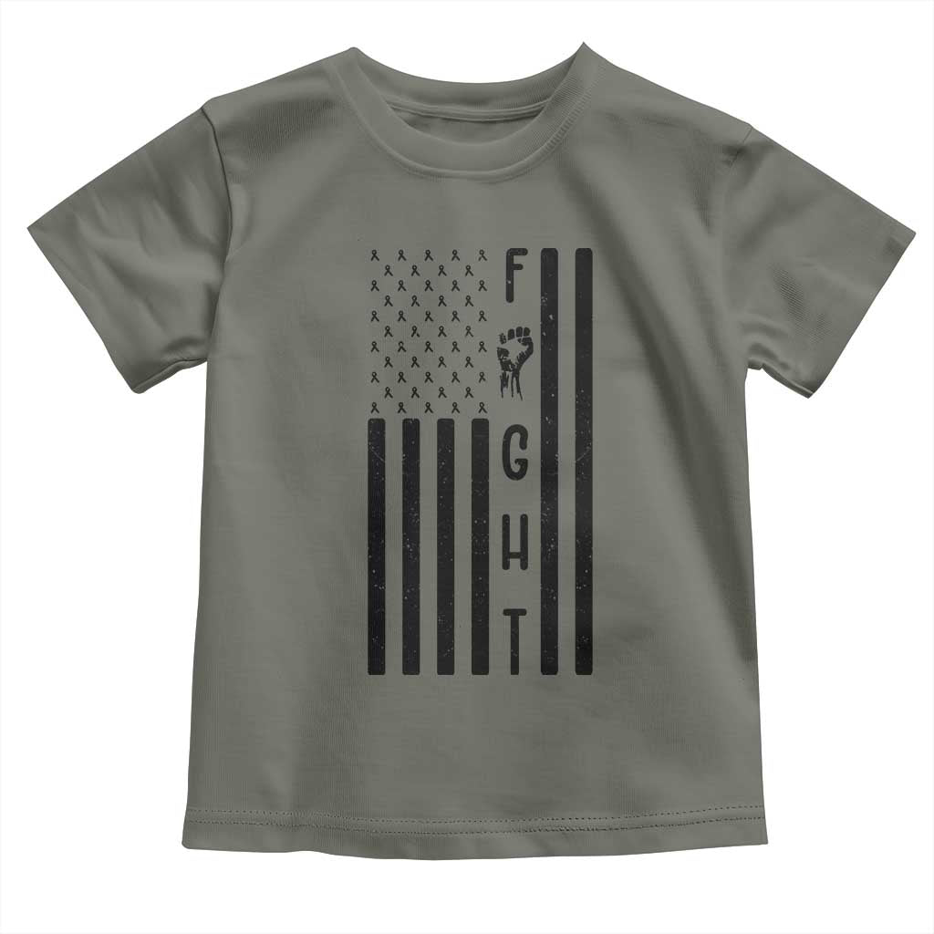 Fight Skin Cancer Melanoma Fighter USA Flag Toddler T Shirt