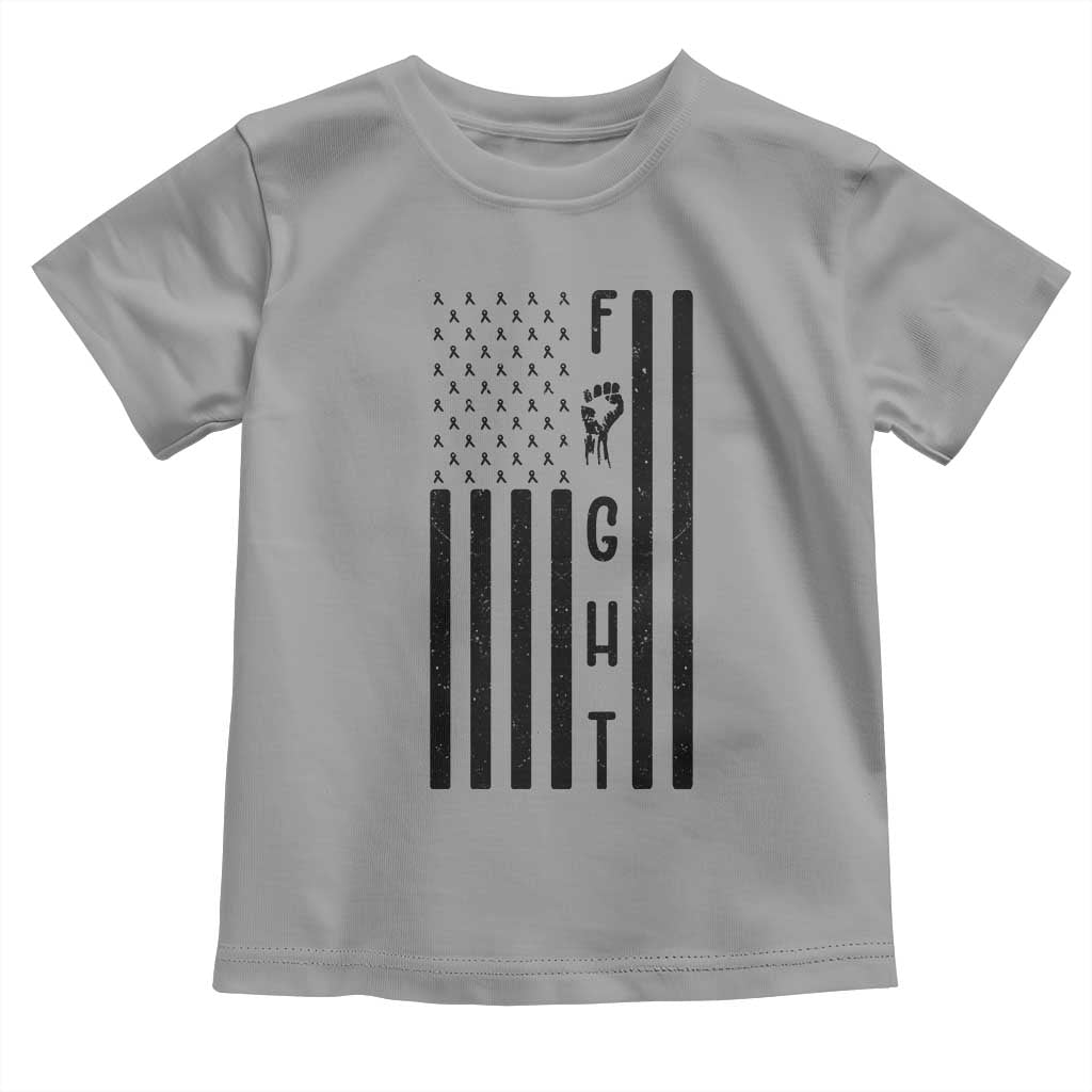 Fight Skin Cancer Melanoma Fighter USA Flag Toddler T Shirt