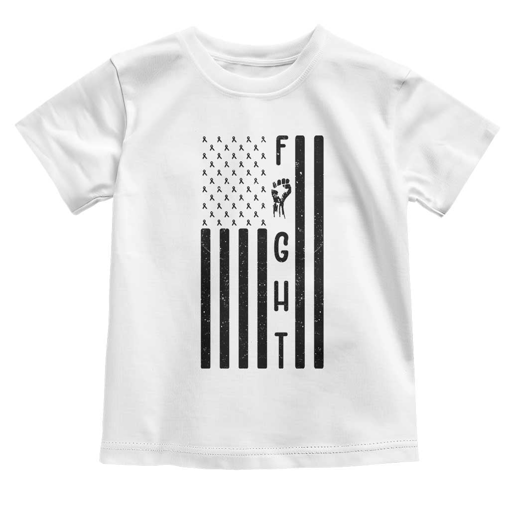 Fight Skin Cancer Melanoma Fighter USA Flag Toddler T Shirt