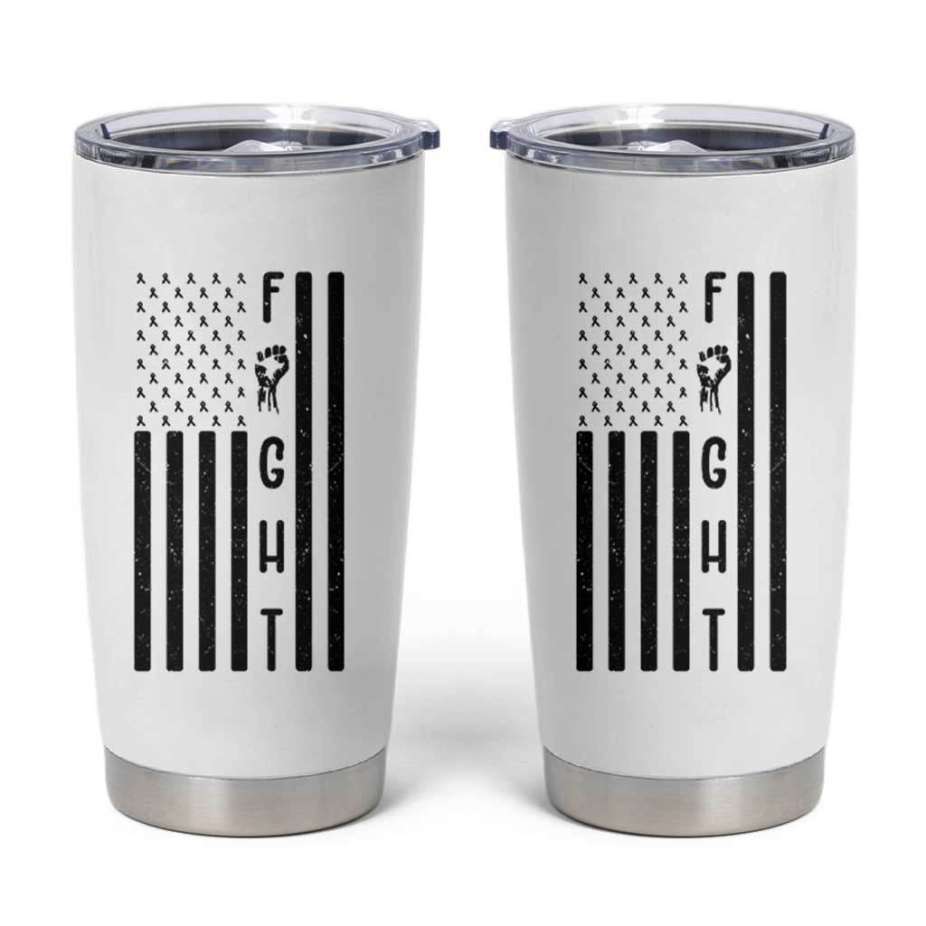 Fight Skin Cancer Melanoma Fighter USA Flag Tumbler Cup
