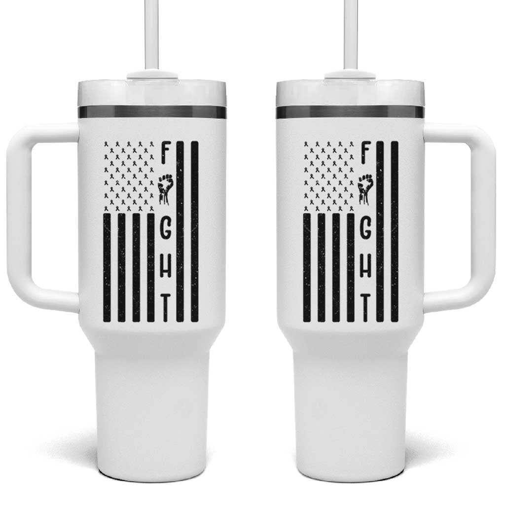 Fight Skin Cancer Melanoma Fighter USA Flag Tumbler With Handle