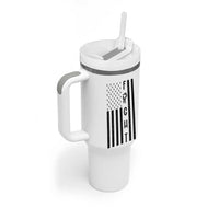 Fight Skin Cancer Melanoma Fighter USA Flag Tumbler With Handle