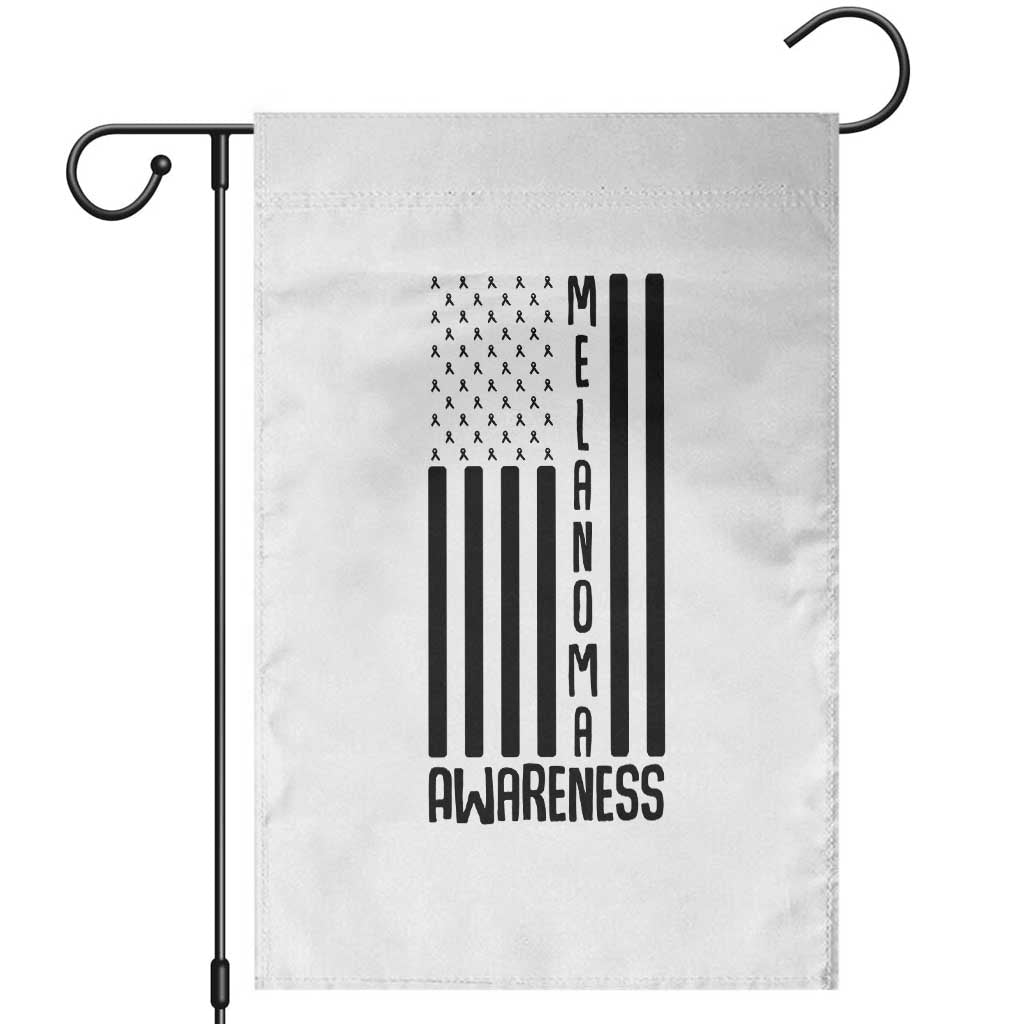 Melanoma Awareness USA Flag Garden Flag Patriotic Cancer Warrior
