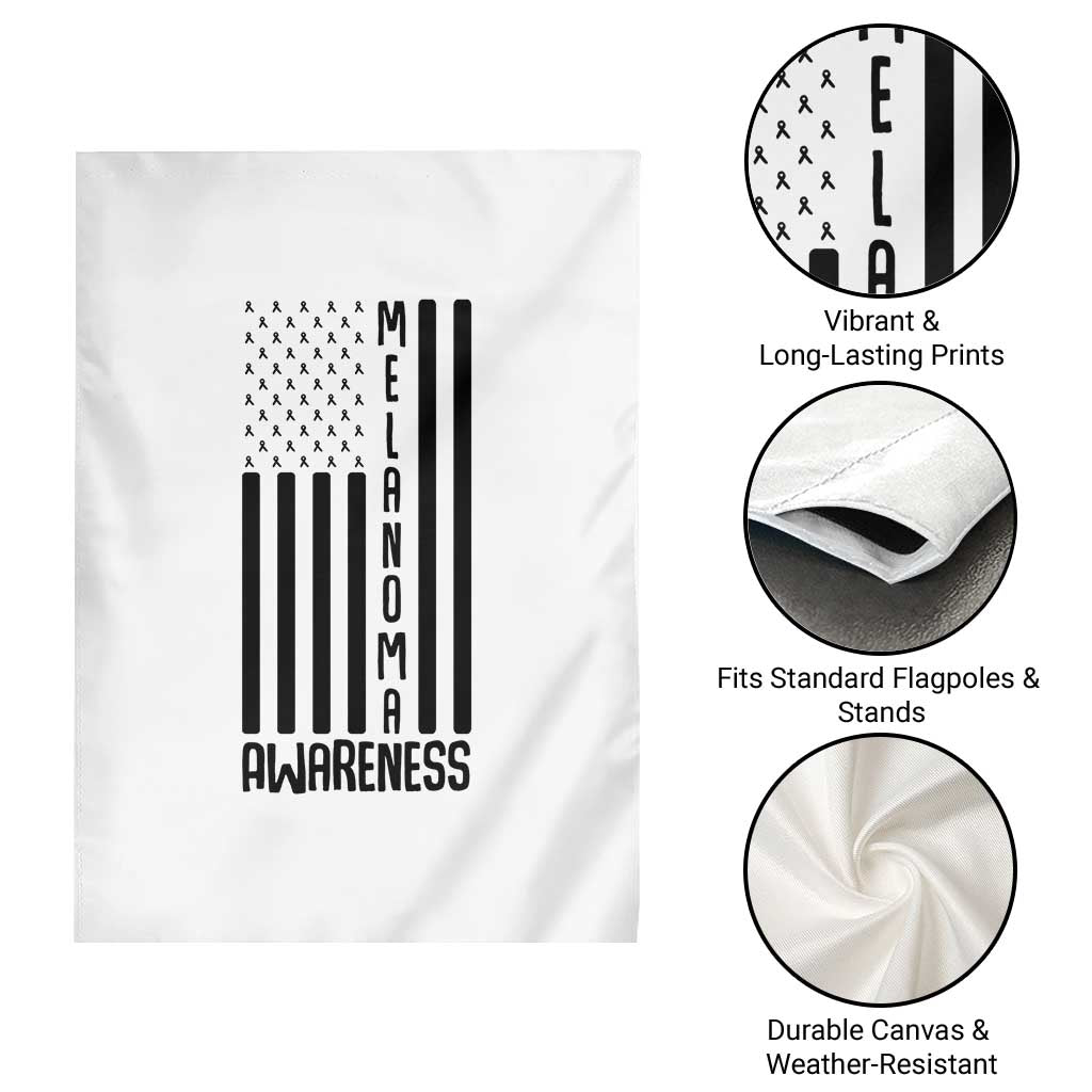 Melanoma Awareness USA Flag Garden Flag Patriotic Cancer Warrior