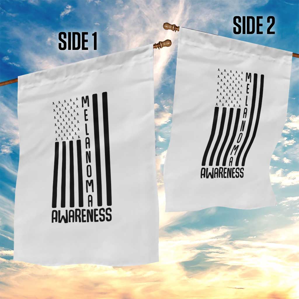 Melanoma Awareness USA Flag Garden Flag Patriotic Cancer Warrior