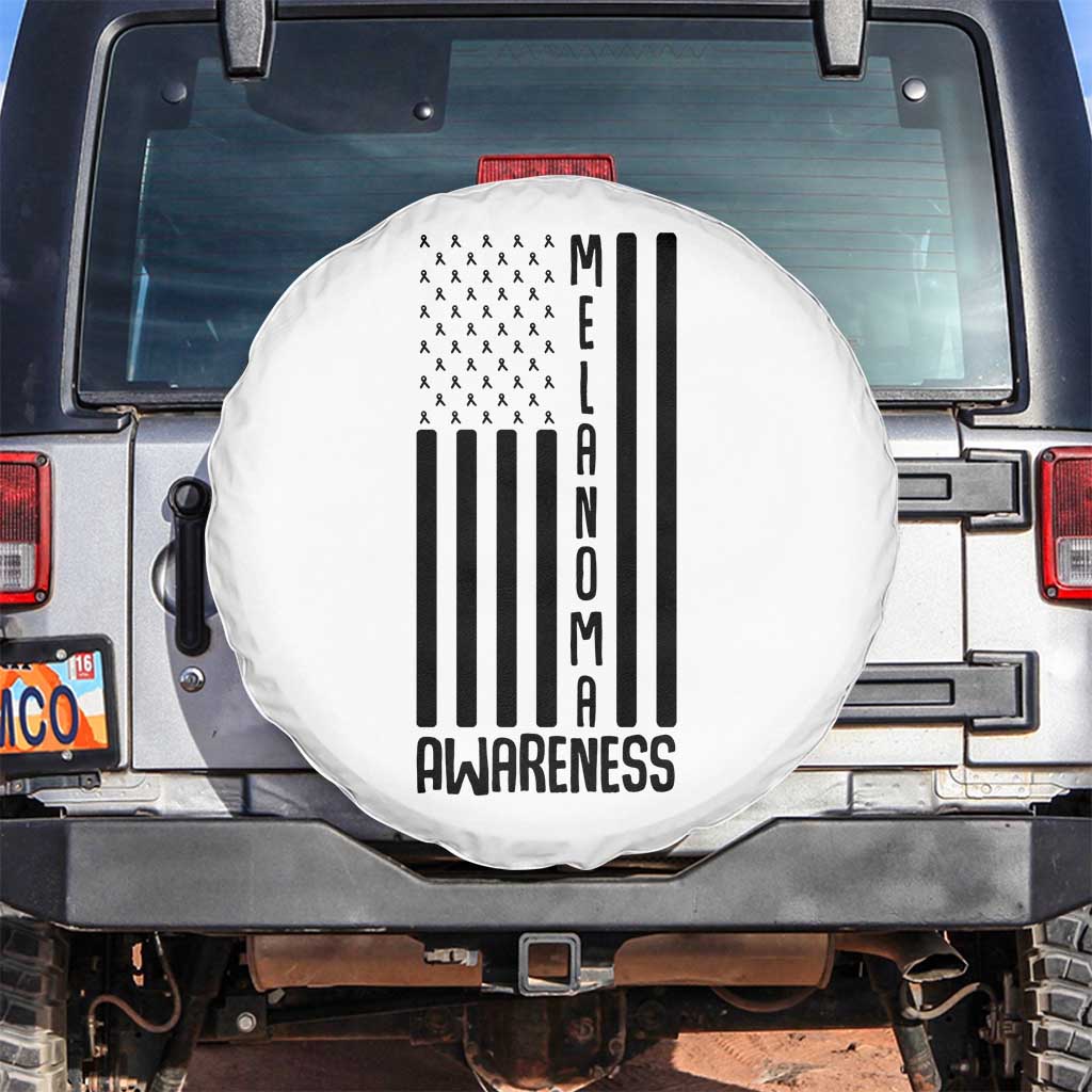 Melanoma Awareness USA Flag Spare Tire Cover Patriotic Cancer Warrior