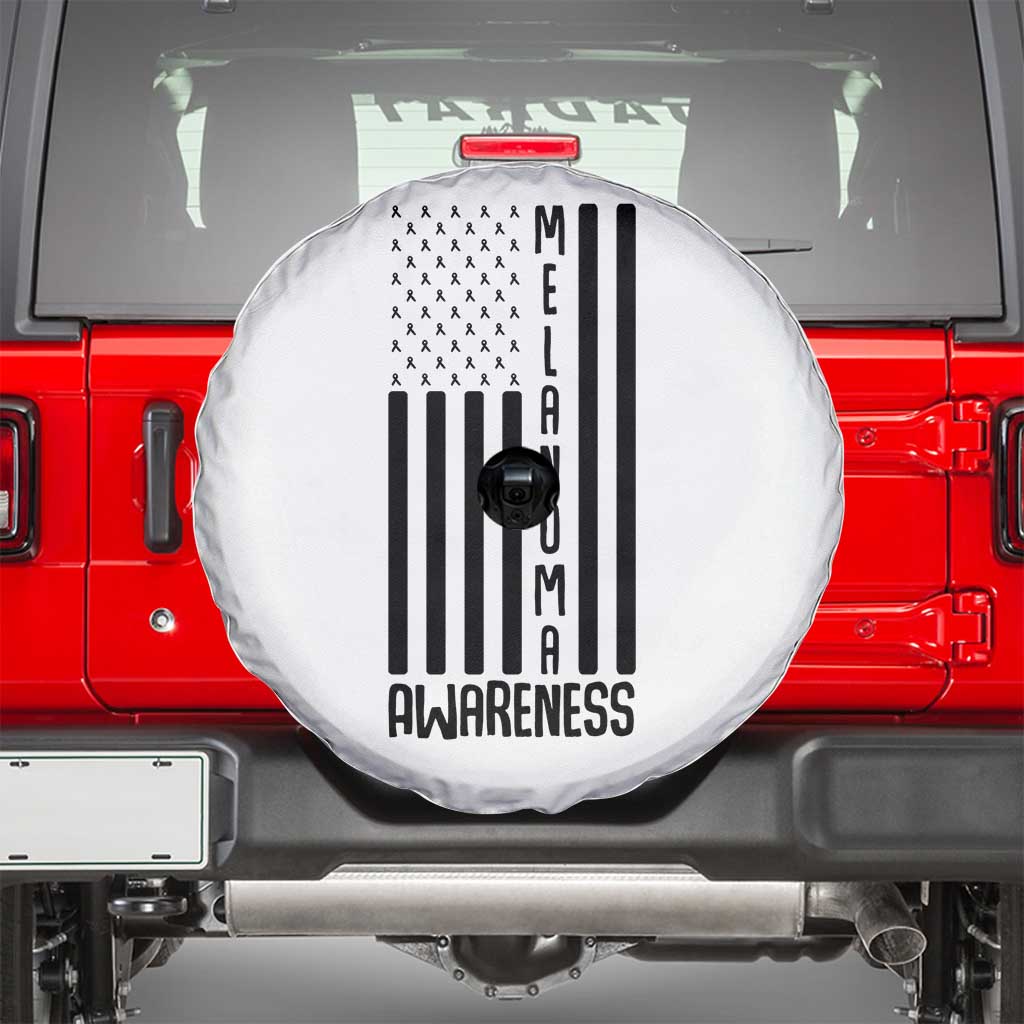 Melanoma Awareness USA Flag Spare Tire Cover Patriotic Cancer Warrior