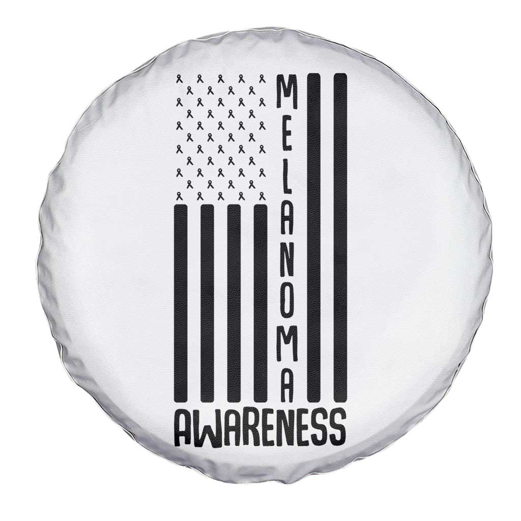 Melanoma Awareness USA Flag Spare Tire Cover Patriotic Cancer Warrior