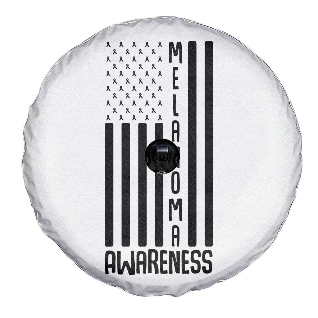 Melanoma Awareness USA Flag Spare Tire Cover Patriotic Cancer Warrior