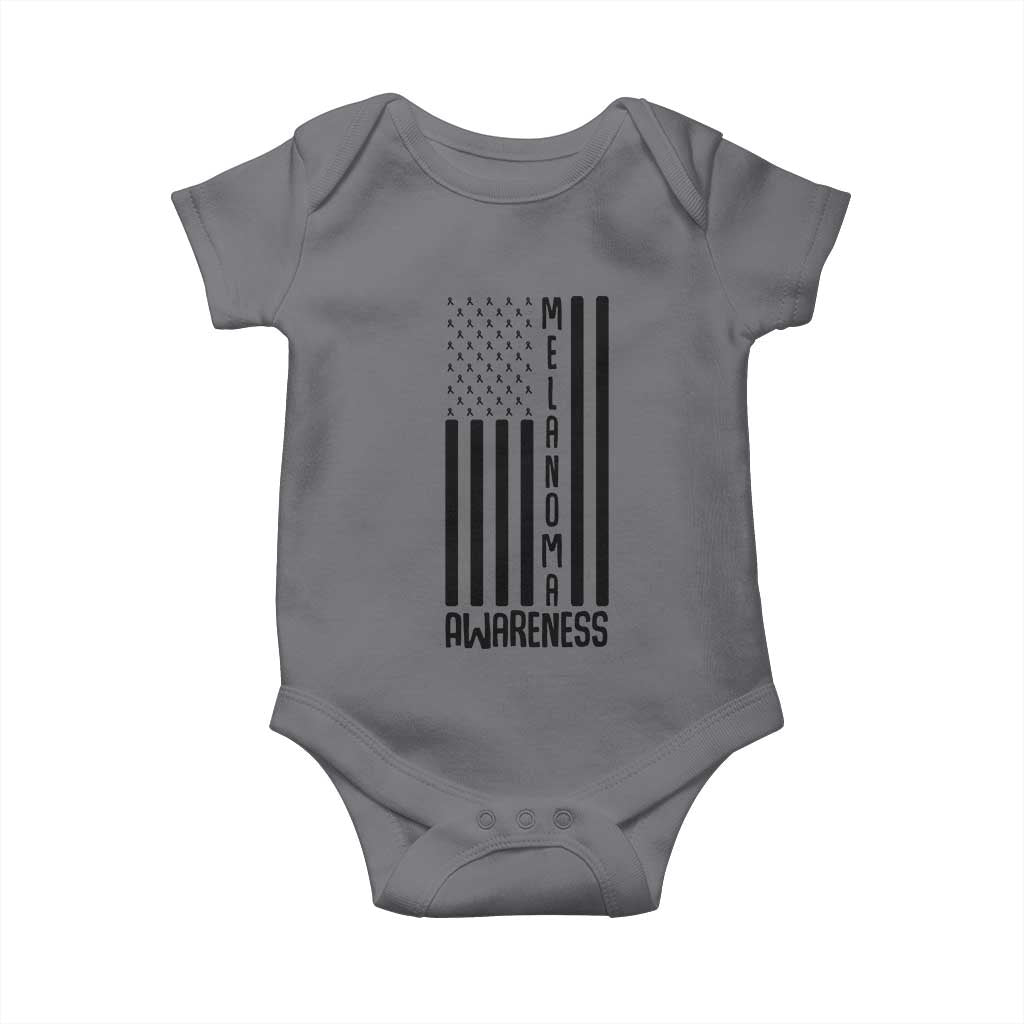 Melanoma Awareness USA Flag Baby Onesie Patriotic Cancer Warrior