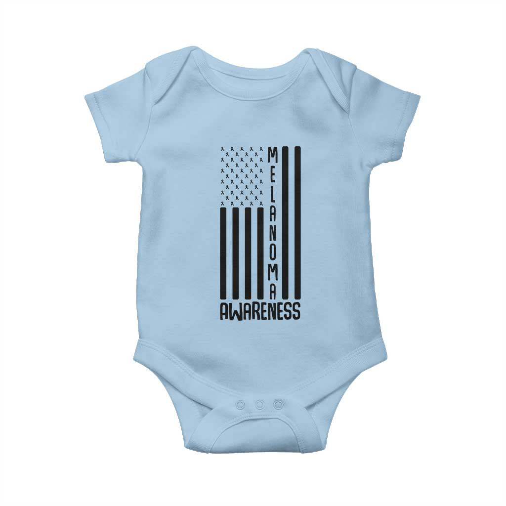 Melanoma Awareness USA Flag Baby Onesie Patriotic Cancer Warrior