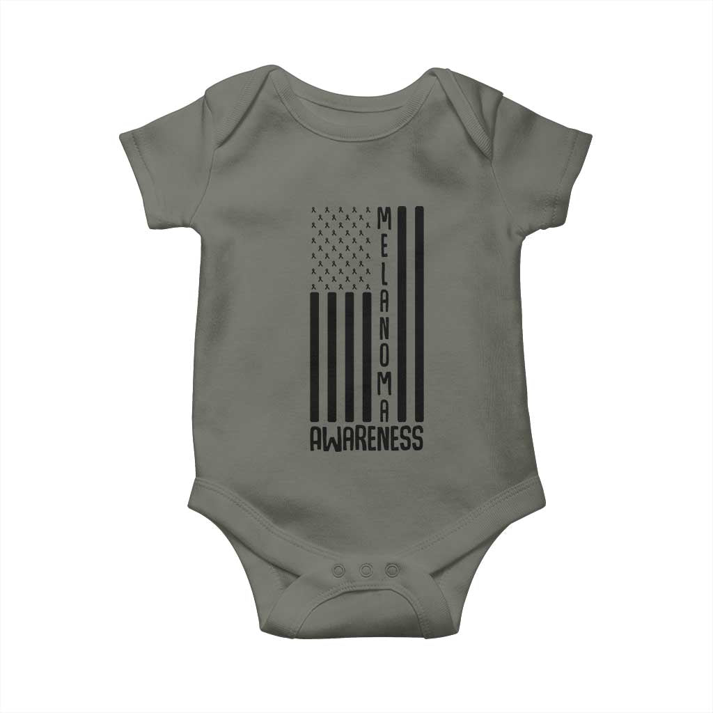 Melanoma Awareness USA Flag Baby Onesie Patriotic Cancer Warrior